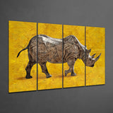 Rhino 4 Pieces Mega Glass Wall Art (150x92 cm)