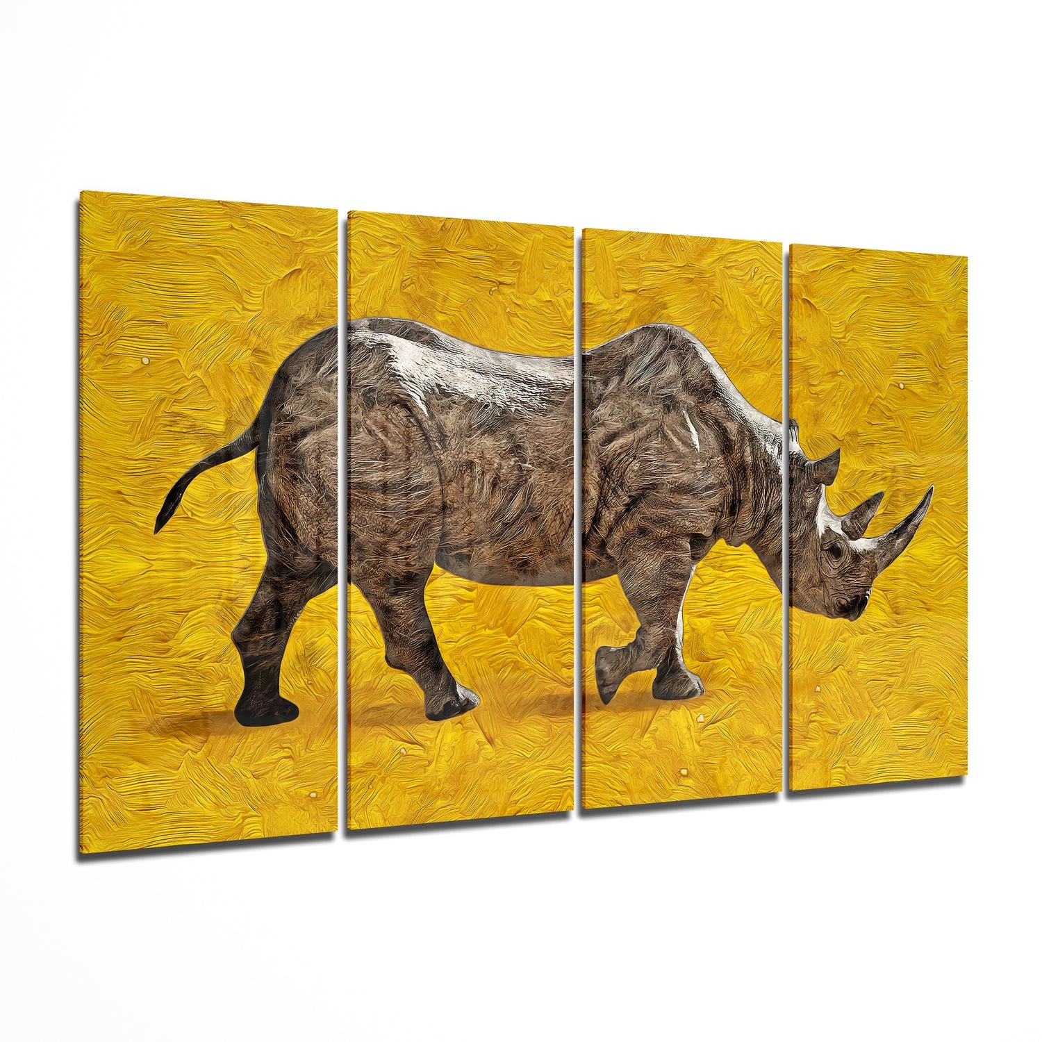 Rhino 4 Pieces Mega Glass Wall Art (150x92 cm)