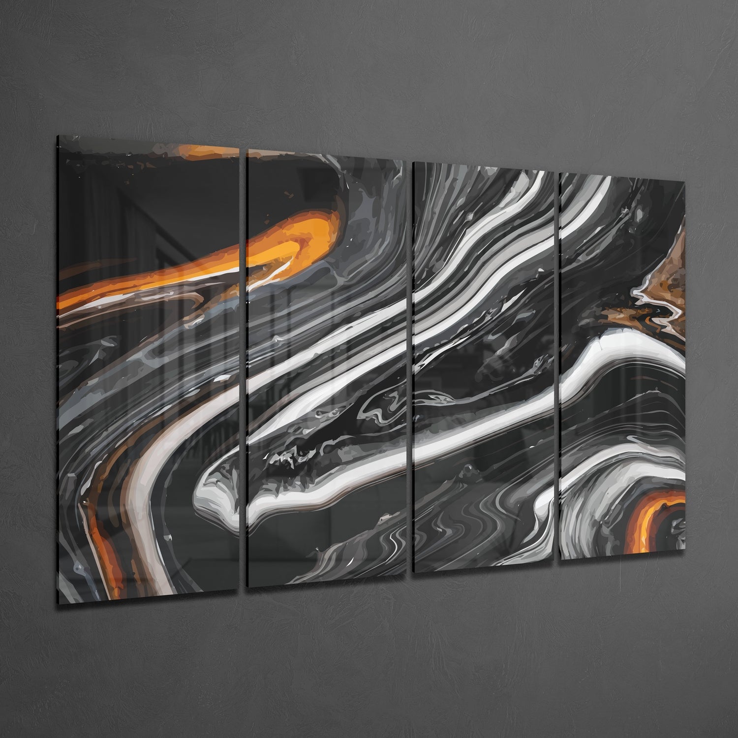 Marble Lava 4 Pieces Mega Glass Wall Art (150x92 cm)