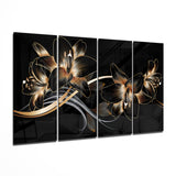 Onda de flores 4 piezas de arte de pared de cristal Mega (150x92 cm)