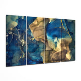Blue Gold Tan Marble Glass Wall Art