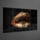 Lips 4 Pieces Mega Glass Wall Art (150x92 cm)