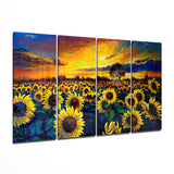 Sunflowers 4 Pieces Mega Glass Wall Art (150x92 cm)