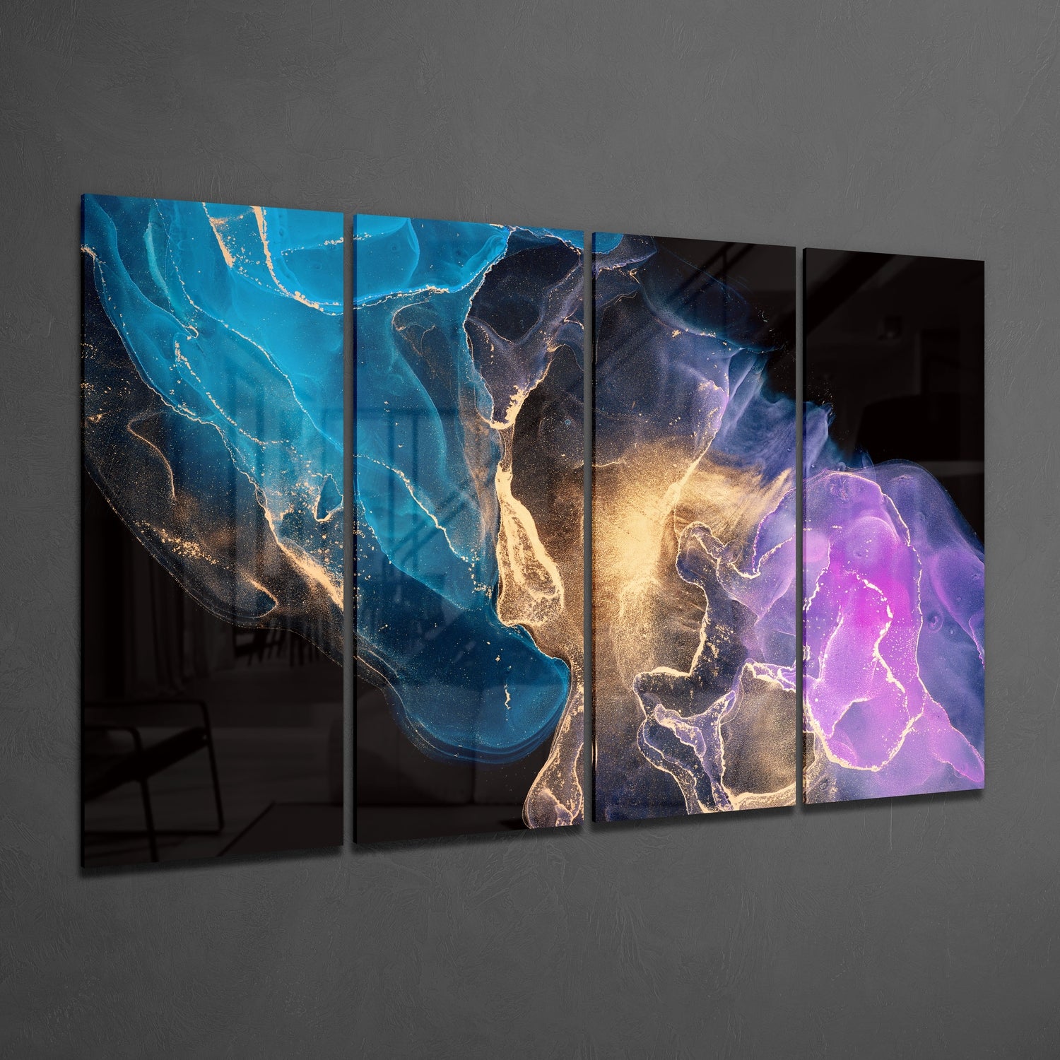 Collision 4 Pieces Mega Glass Wall Art (150x92 cm)
