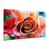 Rosa Arte da parete in vetro Mega da 4 pezzi (150x92 cm)