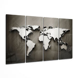 Embossed 3D World Map Bronze Glass Wall Art