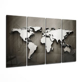 Mapa mundial 4 piezas de arte de pared de cristal Mega (150x92 cm)