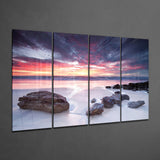 Sunset at the Beach 4 Pieces Mega Glass Wall Art (150x92 cm)