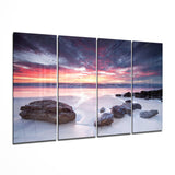 Sunset in spiaggia Arte da parete in vetro Mega da 4 pezzi (150x92 cm)