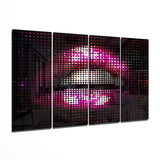 Pinke LED-Punktmatrix Lippen 4-teiliges Mega-Glasbild