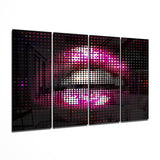 Lèvres Art mural en verre Mega 4 pièces (150x92 cm)
