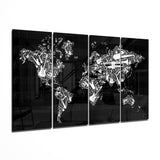 Mappa del mondo Arte da parete in vetro Mega da 4 pezzi (150x92 cm)