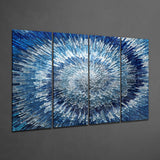 Blue Spiral 4 Pieces Mega Glass Wall Art (150x92 cm)