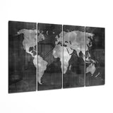 Chalkboard Silver World Map Glass Wall Art