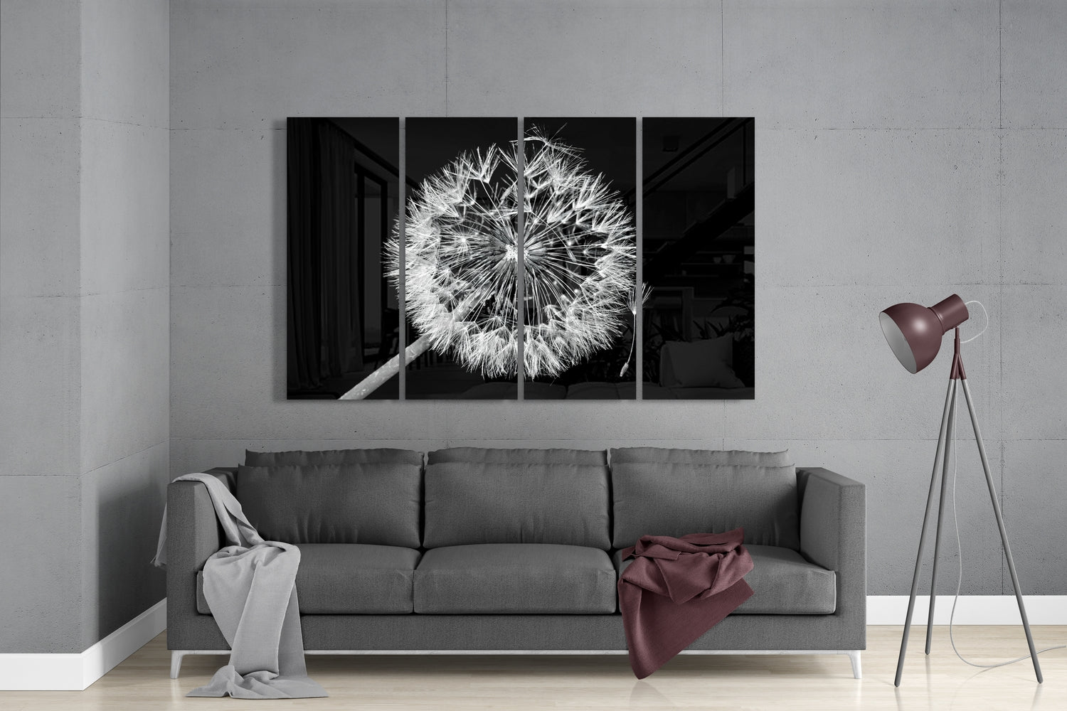 Dandelion 4 Pieces Mega Glass Wall Art (150x92 cm)