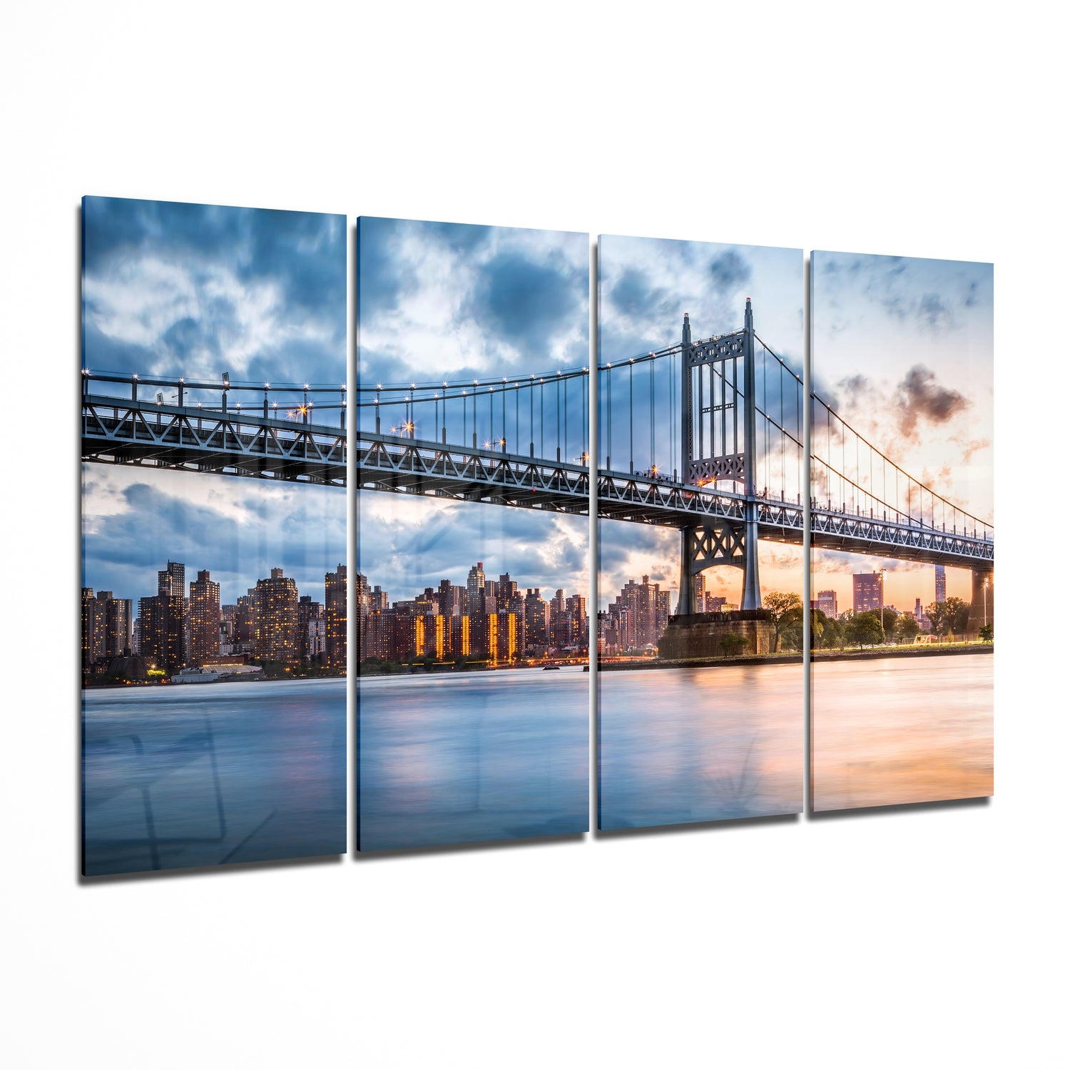 Sunset in Manhattan 4 Pieces Mega Glass Wall Art (150x92 cm)