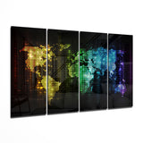 Mapa mundial 4 piezas de arte de pared de cristal Mega (150x92 cm)