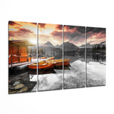 Tramonto e barche Arte da parete in vetro Mega da 4 pezzi (150x92 cm)