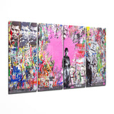 Charlie, Einstein and Banksy 4 Pieces Mega Glass Wall Art (150x92 cm)