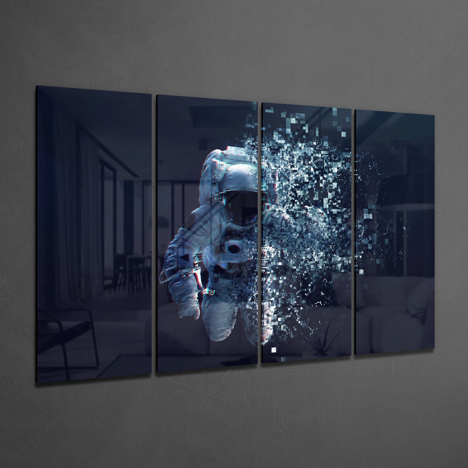 Astronaut  4 Pieces Mega Glass Wall Art (150x92 cm)