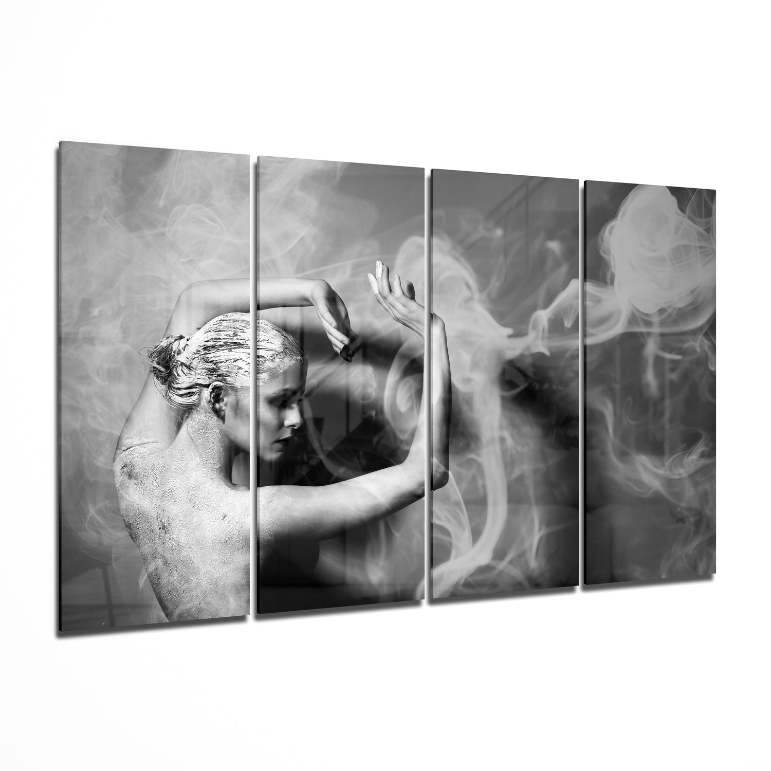 Dancing with Smoke 4 Pieces Mega Glass Wall Art (150x92 cm)