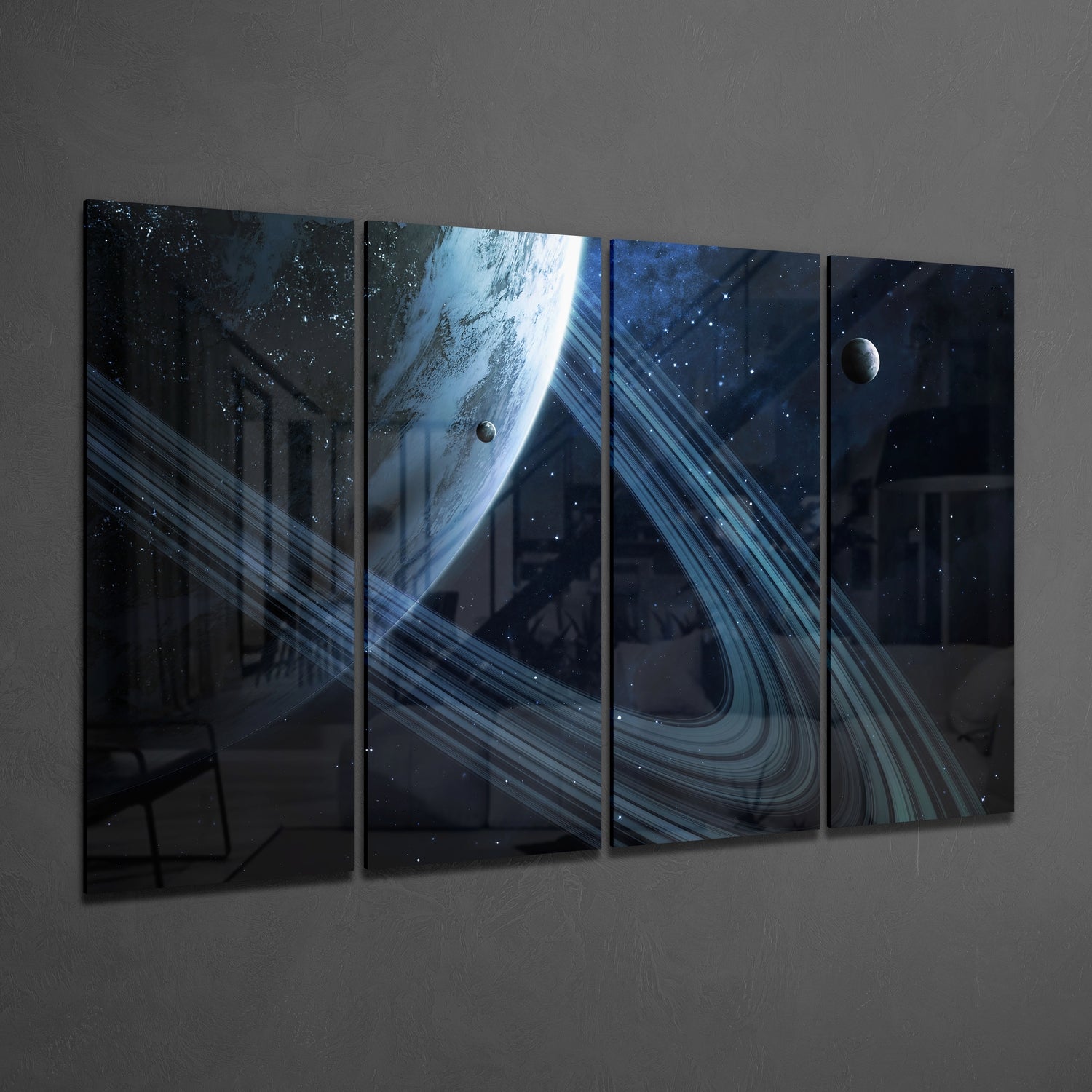 Saturn 4 Pieces Mega Glass Wall Art (150x92 cm)