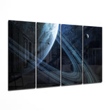 Saturno 4 piezas de arte de pared de cristal Mega (150x92 cm)