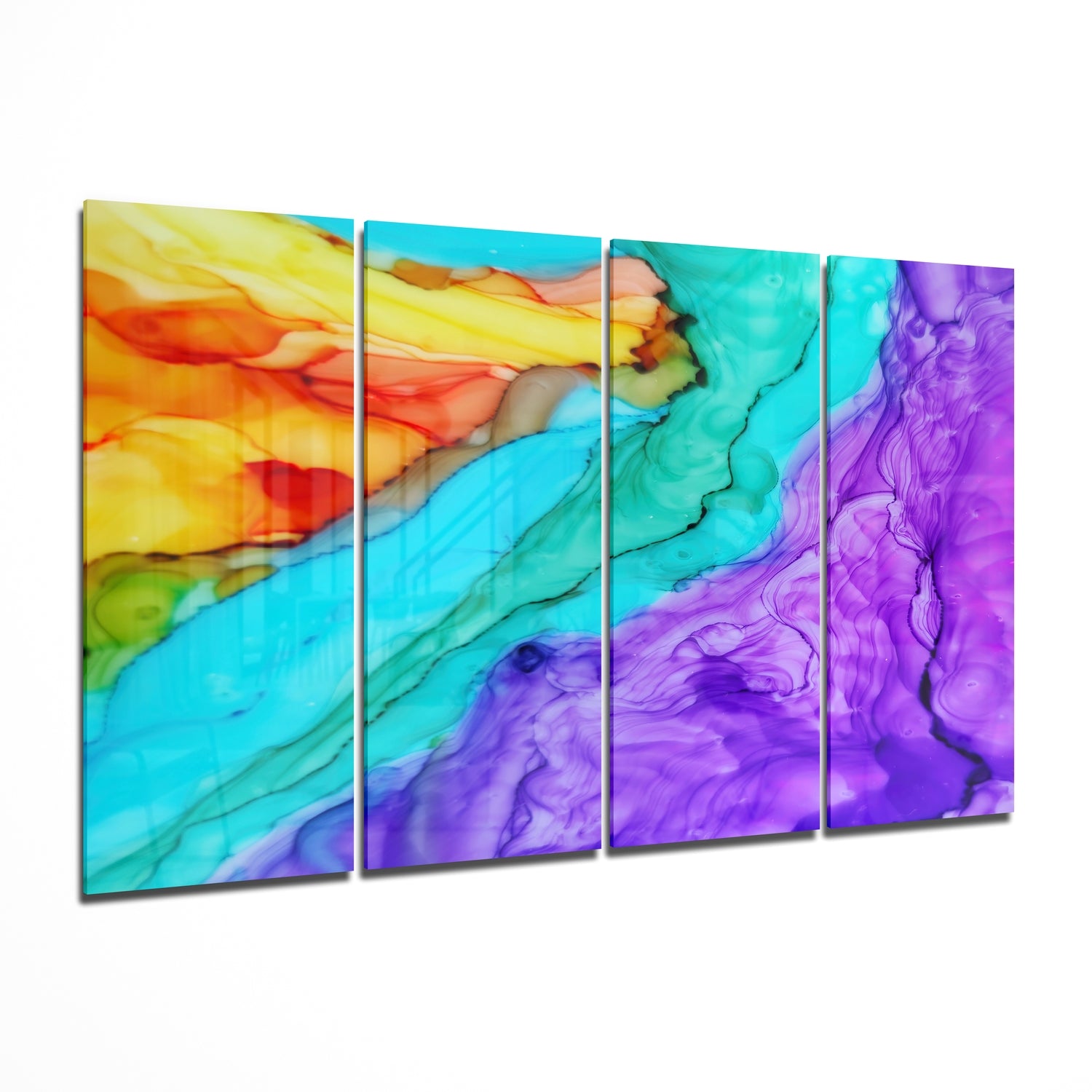 Colorful Steam 4 Pieces Mega Glass Wall Art (150x92 cm)