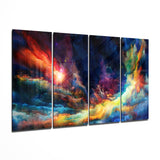 Espacio colorido 4 piezas de arte de pared de cristal Mega (150x92 cm)