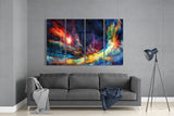 Colorful Space 4 Pieces Mega Glass Wall Art (150x92 cm)