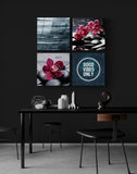 Orchids and Stones Quadro Glass Wall Art