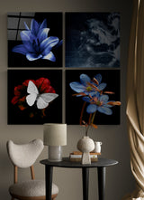 Flowers Quadro Glass Wall Art - 40x40 cm