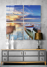 Roseaux Quadro tableau en verre - 40x40 cm