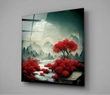 Red Forest Glass Wall Art || Designer's Collection