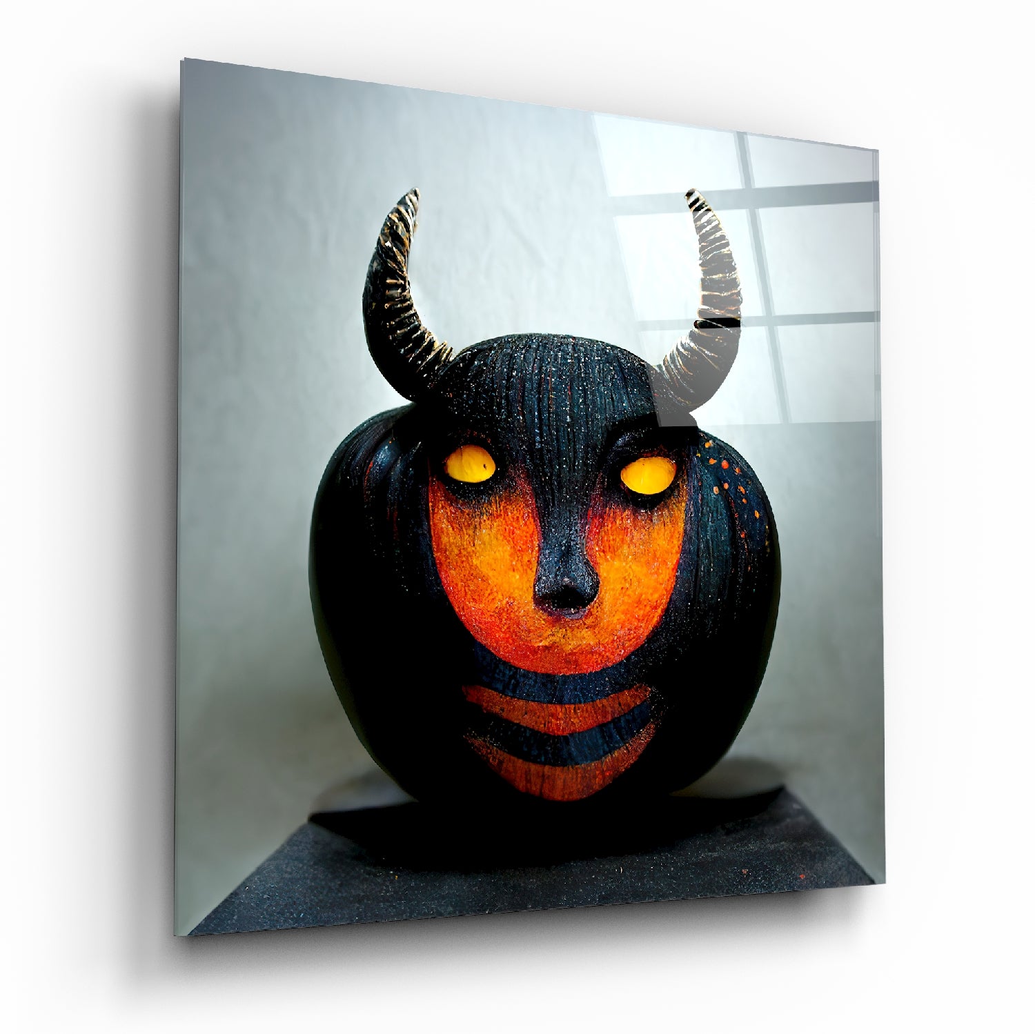 Evil Pumpkin Glass Wall Art || Designer's Collection