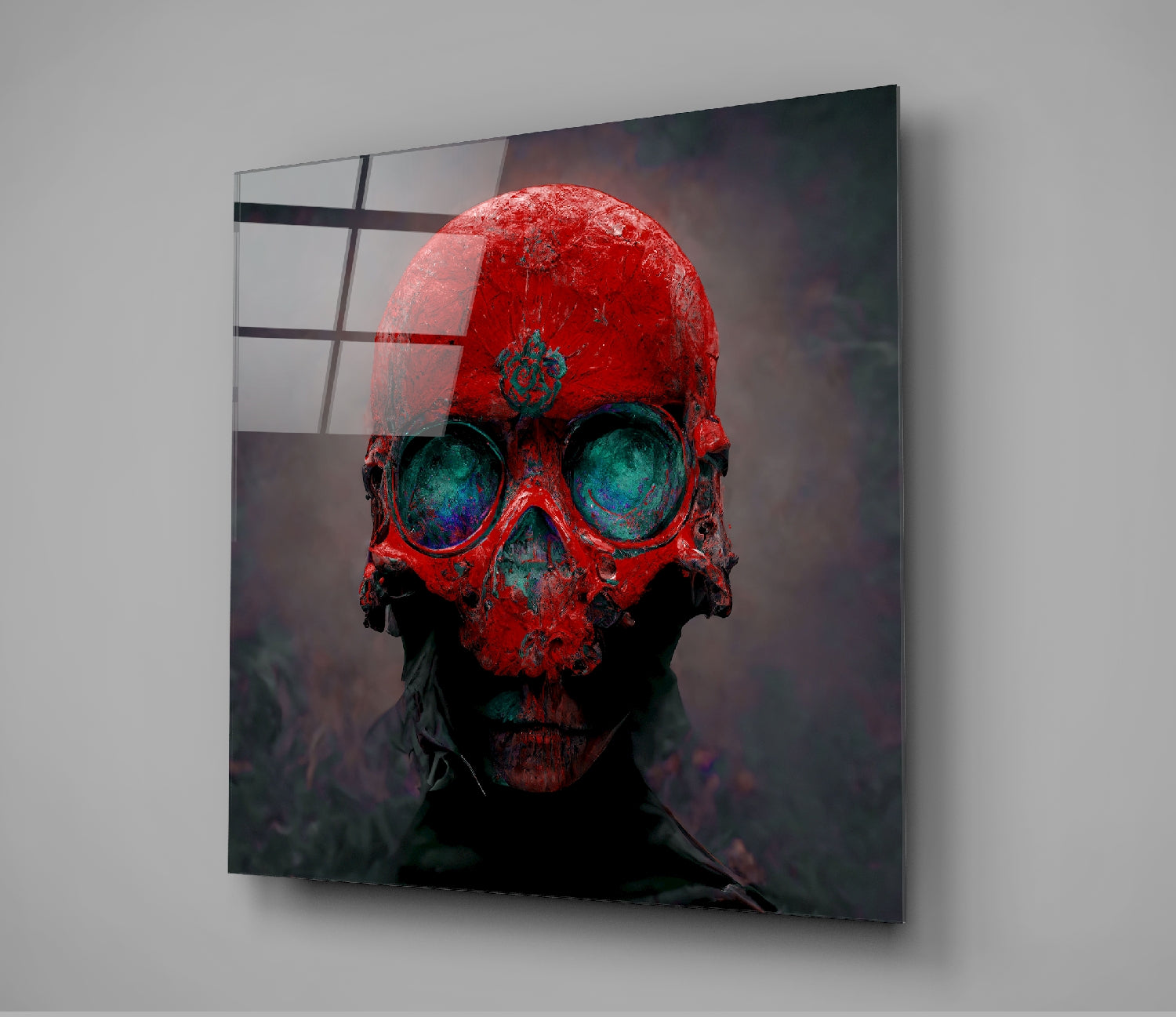 Red Head Glass Wall Art || Designer's Collection
