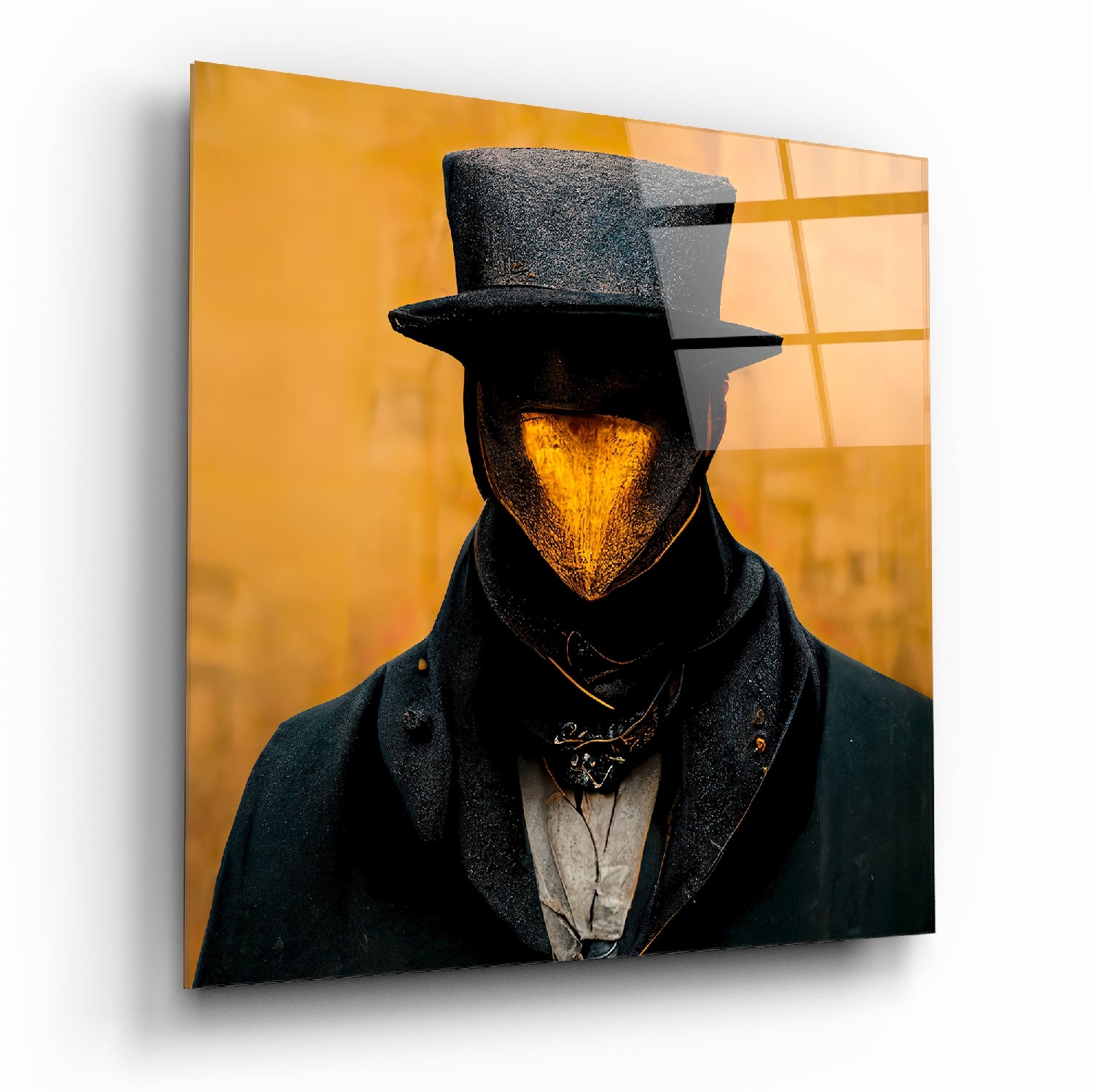 The Beak Behind the Masks Glass Wall Art || Designer's Collection