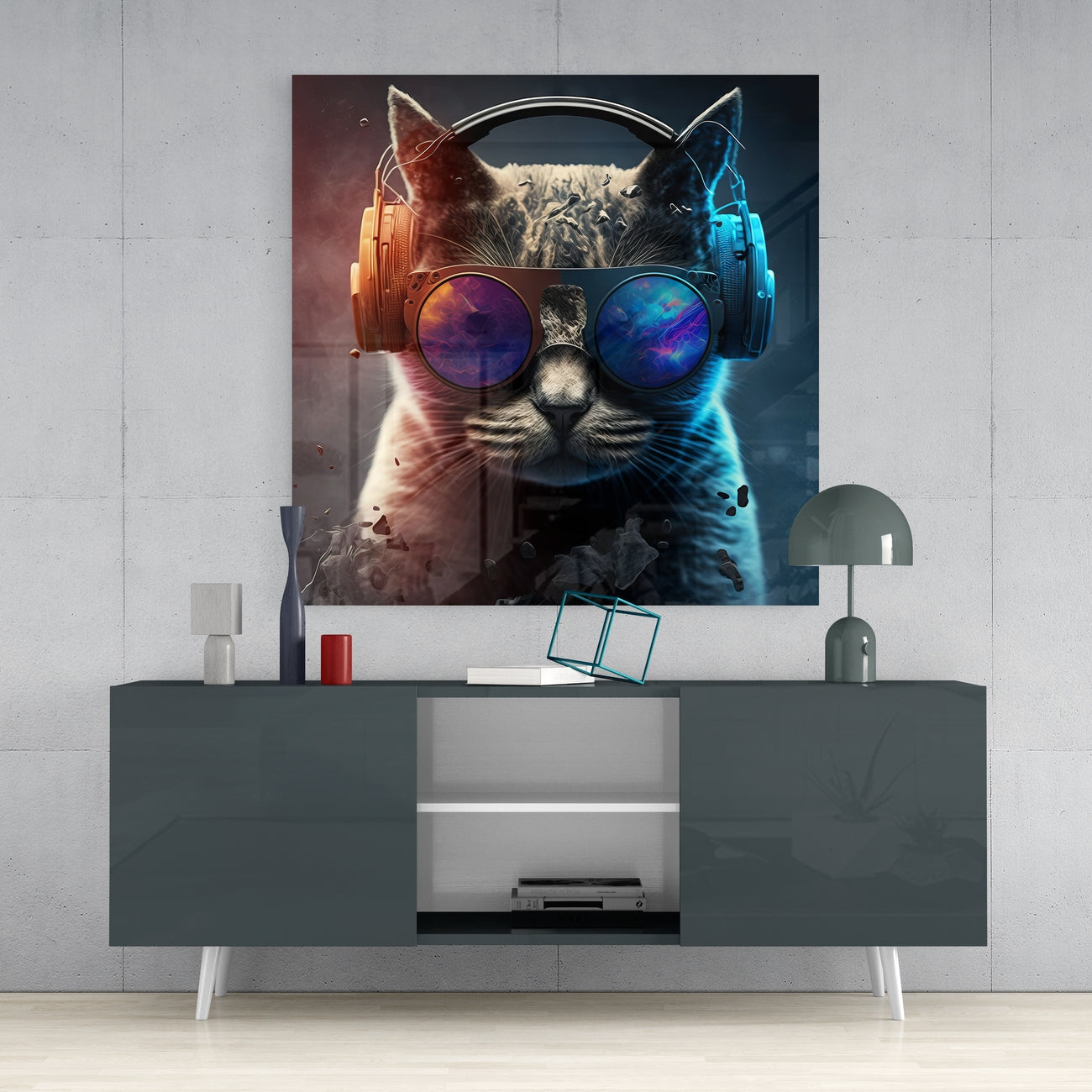 Punky Cat Glass Wall Art || Designer's Collection