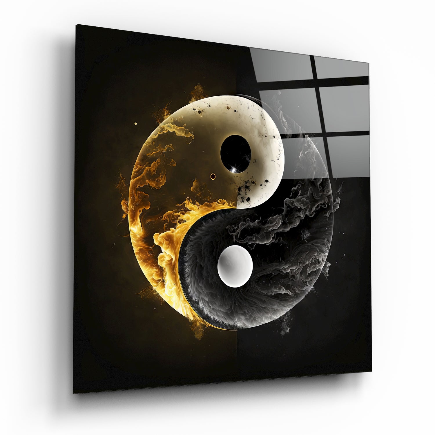 Ying and Yang Glass Wall Art || Designer's Collection