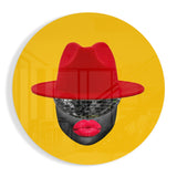 Silhouette du chapeau rouge Impression sur verre
