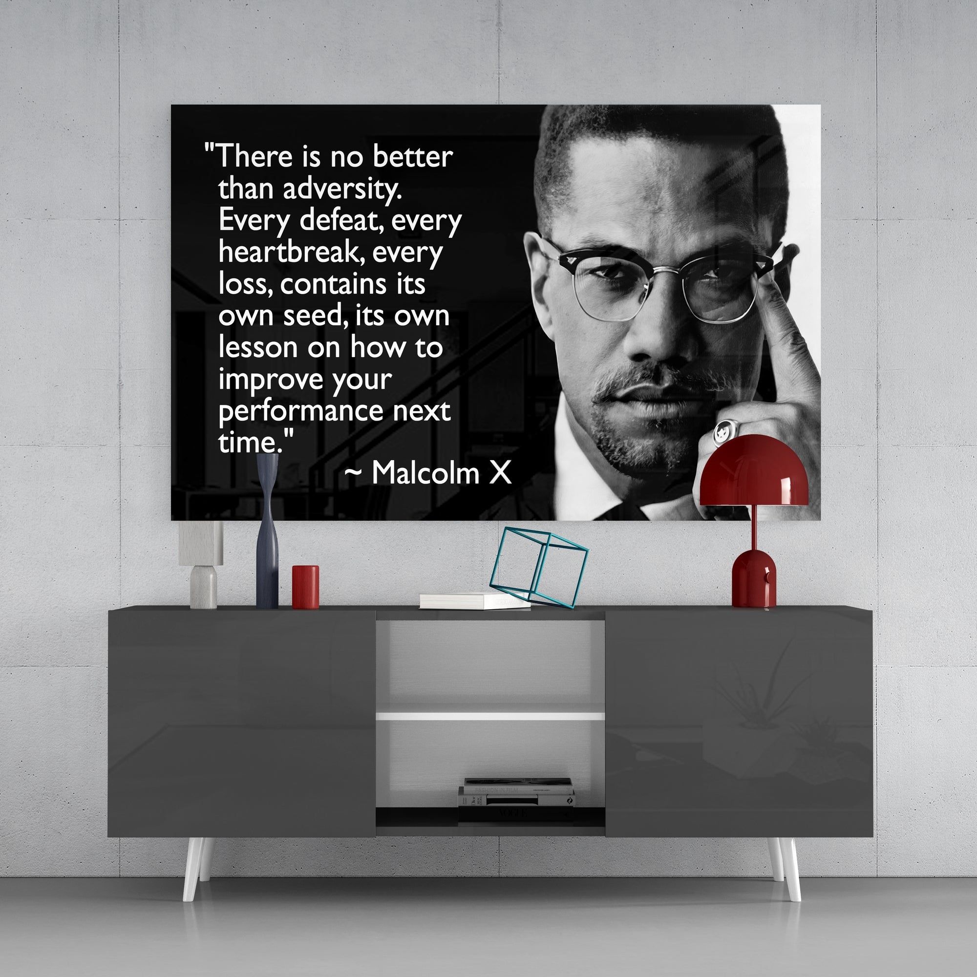 Words of Malcolm X Glass Wall Art