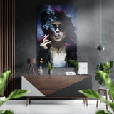 Musa ribelle che fuma quadro in alluminio spazzolato Dibond - 60x39 cm
