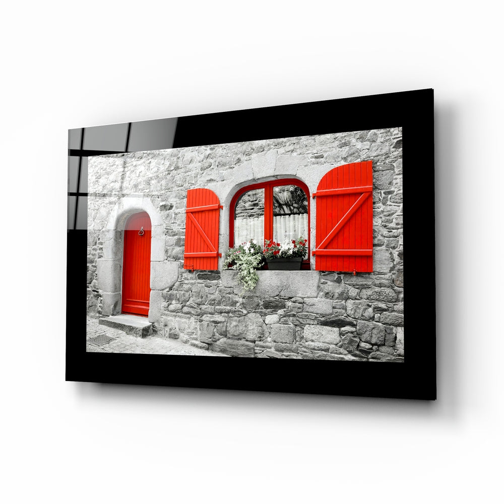 Red Entrance Glass Wall Art