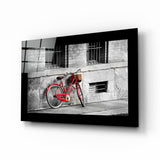 Red Bike Glass Wall Art