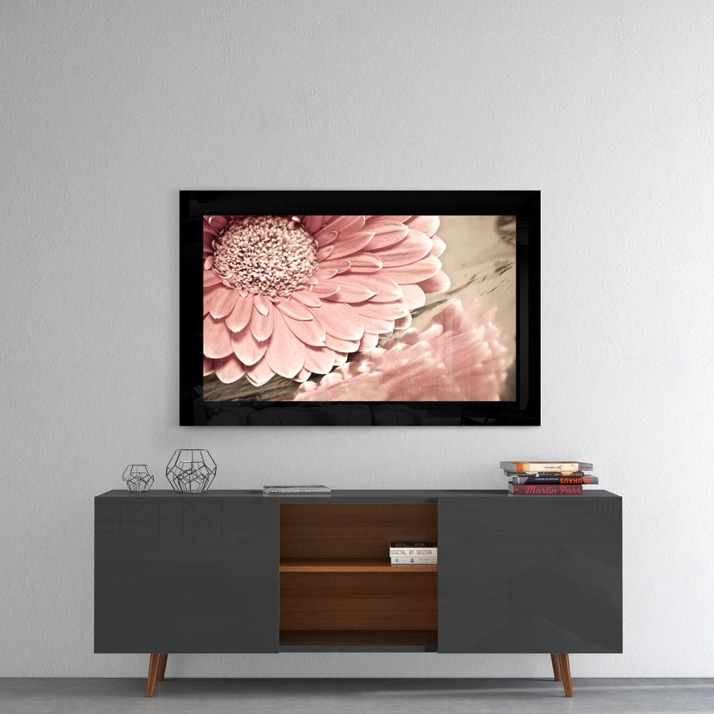 Pink Flower Glass Wall Art