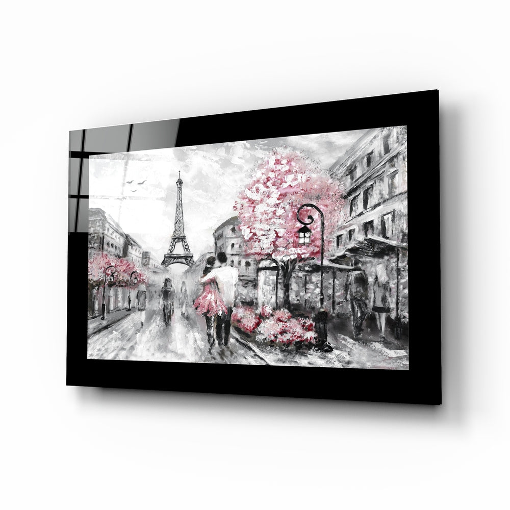 Pink and Paris Glass Wall Art
