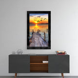 Sunset and the Birds Glass Wall Art