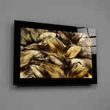 Golden Leaves Glass Wall Art