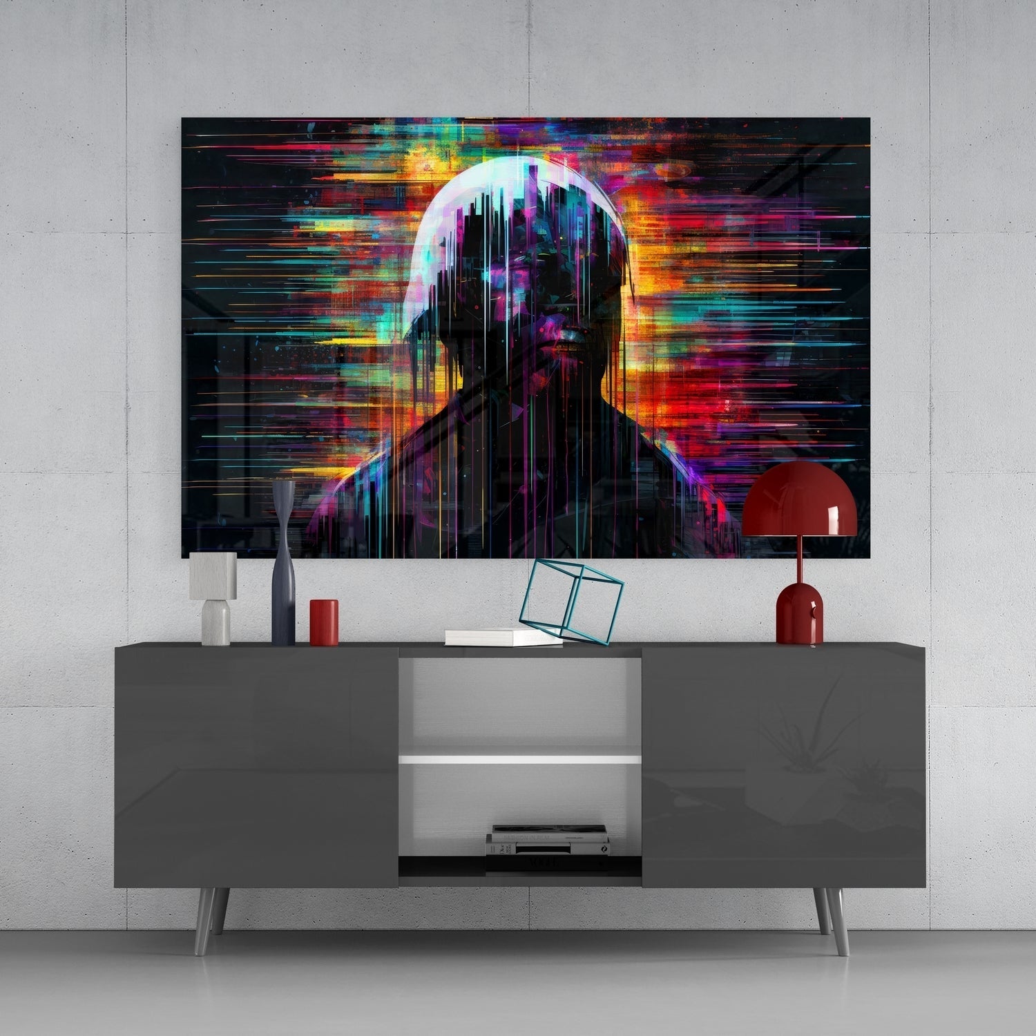 Shadow of Colour Sticks Glass Wall Art || Designers Collection
