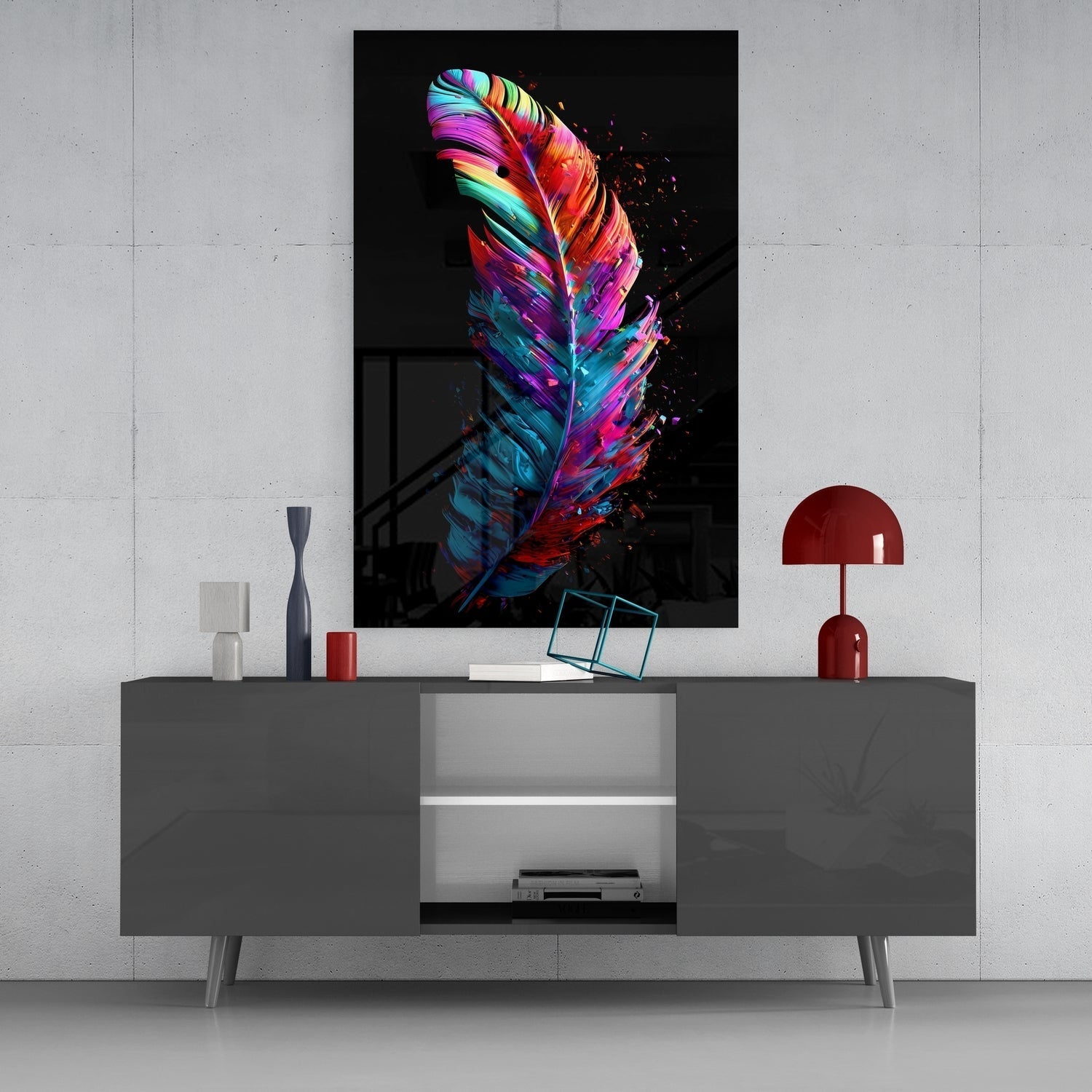 Feather Glass Wall Art || Designers Collection